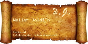 Weiler Jolán névjegykártya